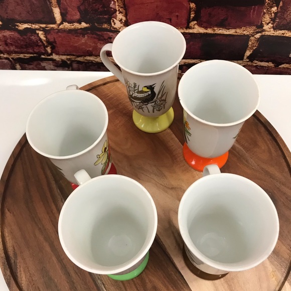 Vtg Pedestal Coffee Mugs/Cups Song Bird Porcelain - Picture 7 of 7